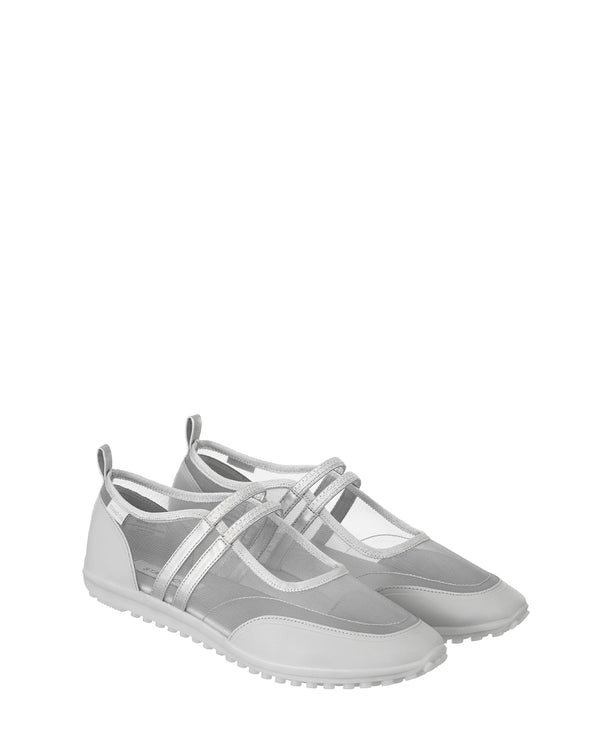 Strap Mary Jane Sneakers / Mesh Silver